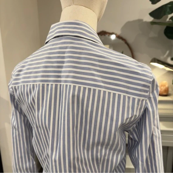 Chico’s No-Iron Blue & White Striped Button-Down Shirt - Size 1 (US 8/10 M/L) - Picture 7 of 11